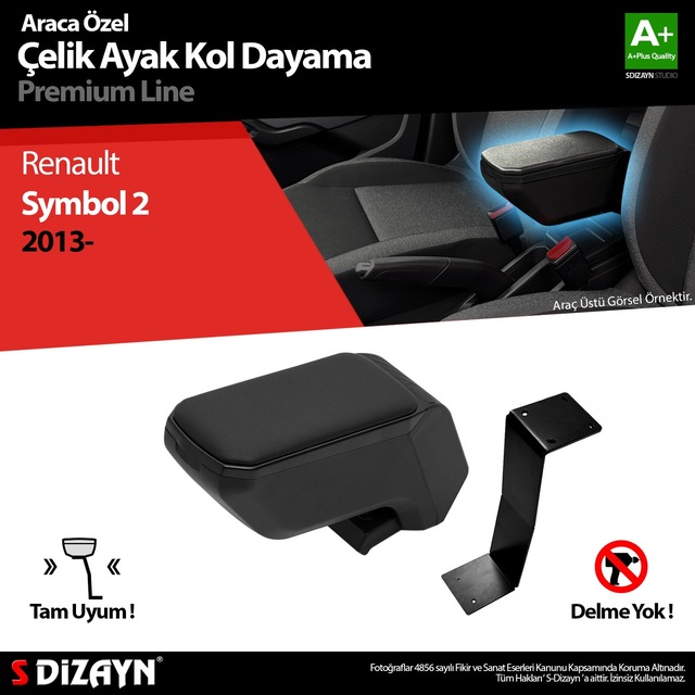 S-dizayn Renault Symbol Kol Dayama Kolçak Çelik Ayaklı Abs Siyah 2013 Üzeri A+kalite