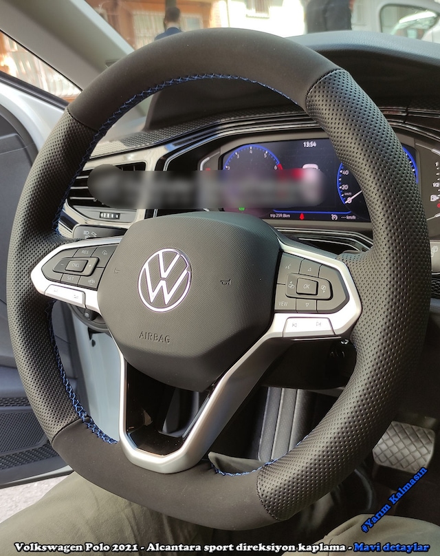 Volkswagen Polo 2020-2023 Araca Özel Direksiyon Kılıfı F1 Olmayan Araçlara Uygundur Siyah