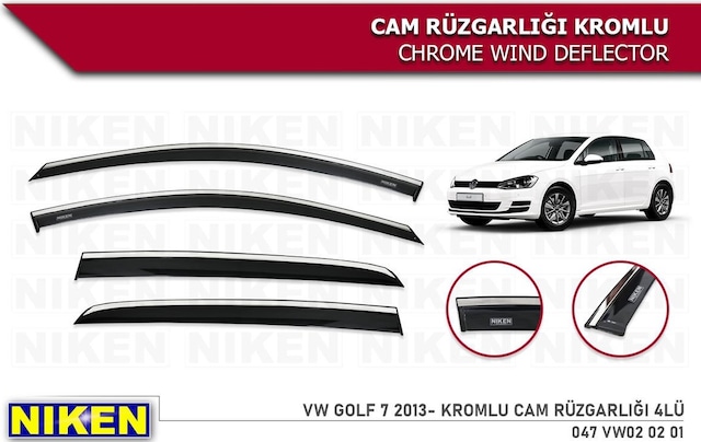 Vw golf 7 cam rüzgarlığı kromlu 2013+ niken