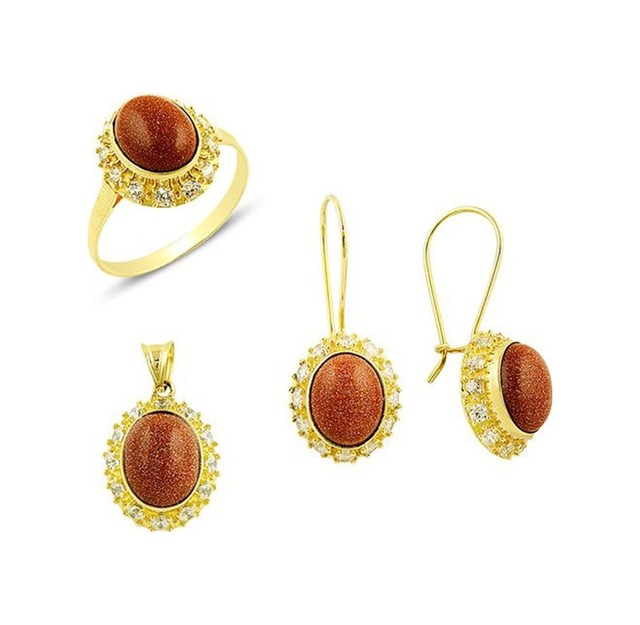 Akik Taşlı Set 9.00 Gram 14 Ayar Altın