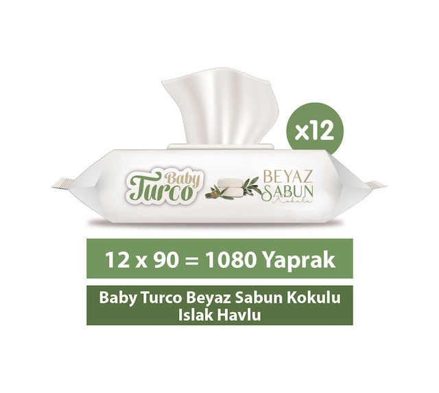 Baby Turco Beyaz Sabun Kokulu Islak Havlu 12 x 90 Adet