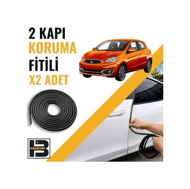 Mitsubishi Spacestar 2019-2022 Kapı Koruma Fitili-iki Kapı-siyah-bm1283