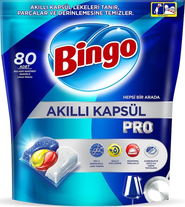 Bingo Akıllı Kapsül Pro Bulaşık Makinesi Deterjanı Tablet 80 Adet