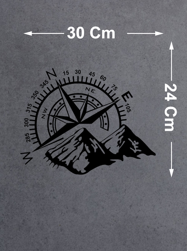 Pusula Ve Dağ Sticker - 4x4 Off Road Karavan Off Road Adventure Sticker - Araba Oto Cam Karavan Sticker - 02522 30x24 Cm