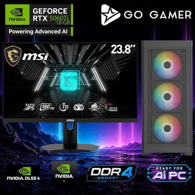 Go Gamer AE380D Ryzen 7 5700X RTX 5060 TI 32GB RAM 2TB SSD
