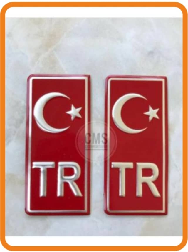 Tr Plaka Krom Sticker 2'li - Türkiye Plaka Krom Stıcker - Türkiye Plakalık Krom