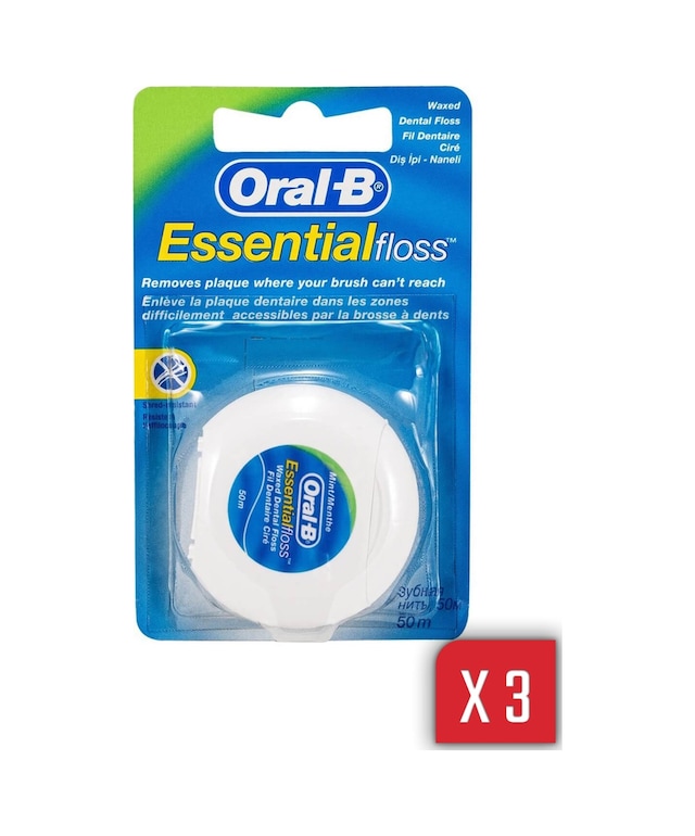 Oral-B Essential Floss Naneli ve Mumlu Diş İpi 50 M x 3 Adet