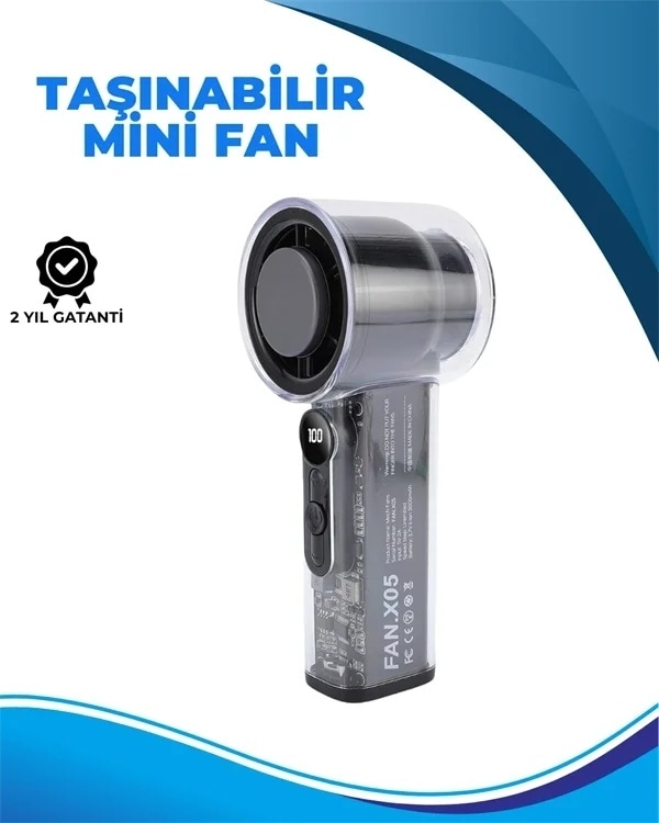 Ers Taşınabilir El Fanı 100 Seviyeli Rüzgar Hızı Ayarı Sessiz Çalışma - Dijital Ekranlı