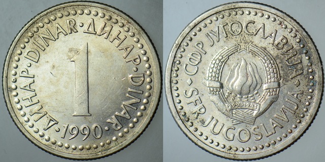 Yugoslavya 1 Dinar 1990.