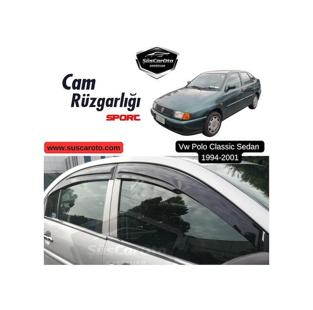 Vw Polo Classic Sedan 1994-2001 Uyumlu Mugen Cam Rüzgarlığı Seti Piano Black 4'lü İthal 00 Şüscaroto Aksesuar