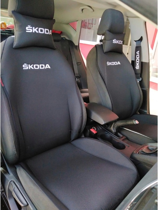 Skoda Nakışlı Ön Ikili Oto Koltuk Kılıfı