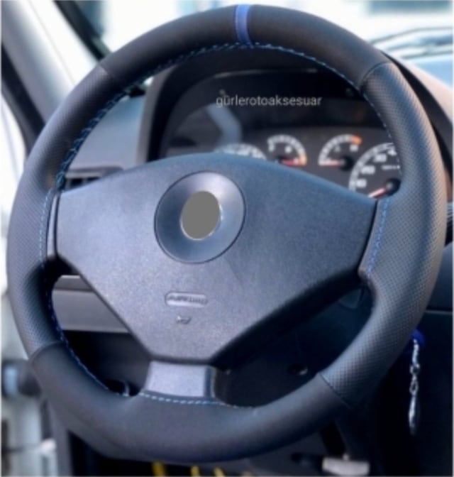 Fiat Albea Dikme Direksiyon Kılıfı Noktalı-Alkantara Mavi Yüzüklü