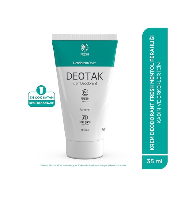 Deotak Mentol Ferahlığı 7 Güne Kadar Etkili Krem Deodorant 35 ML