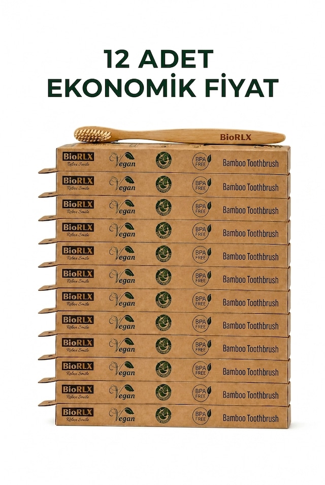 Bambu Diş Fırçası Medium 12 Adet Çevre Dostu Bpa Free - Bamboo Toothbrush