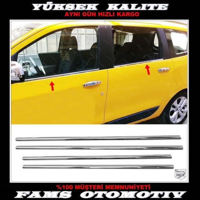 Dacia Lodgy Krom Cam Çıtası 4 Prç. 2012 Üzeri P. Çelik