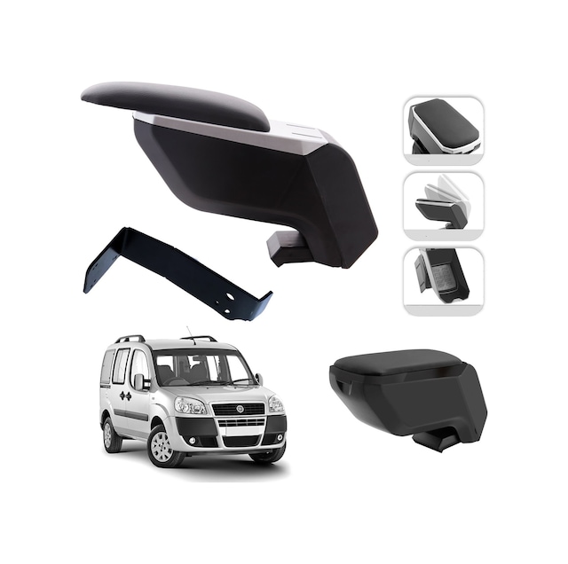 Mis Paket Fiat Doblo 2001-2012 Delmesiz Çelik Ayaklı Kolçak + Askılı Koku + Micro Fiber Bez + Torpido Süngeri