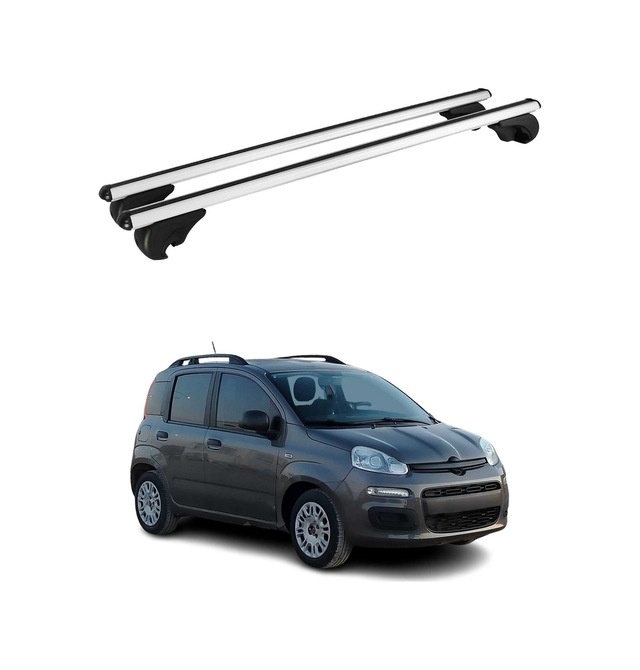 Fiat Panda 319 Hybrid 2020-2024 Arası Uyumlu Port Bagaj Taşıyıcı Ara Atkı Alüminyum Gümüş 2 Parça