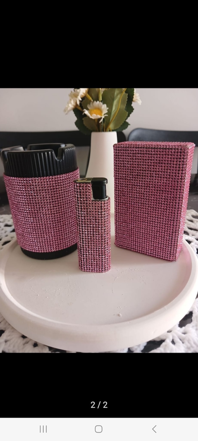 Defnem Pudra Pembe 3 Lü Sigara Küllük Çakmak Takım