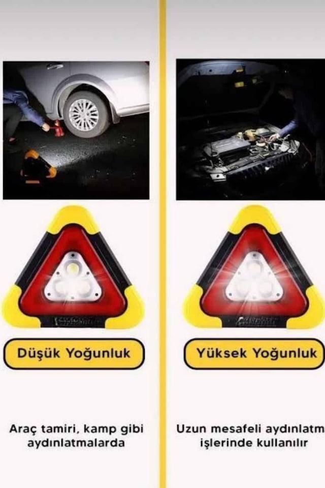 Solar Şarjlı Çok Fonksiyonlu Reflektör Işıklı Ikaz Lambası Acil Durum Reflektörü Acil Durum Uyarı