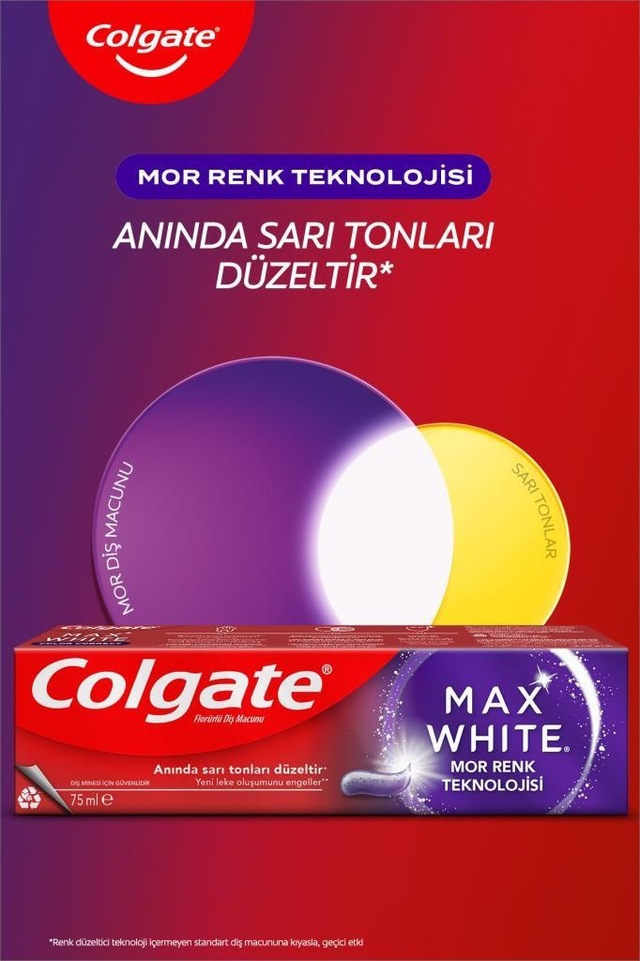 Colgate Max White Purple Reveal Beyazlatıcı Diş Macunu 75 Ml X2 Adet + Diş Fırçası Kabı