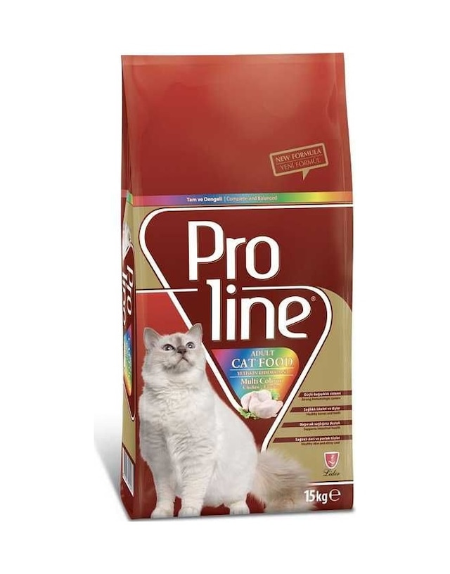 Proline Multi Colour Renkli Taneli Tavuklu Yetişkin Kedi Maması 15 KG