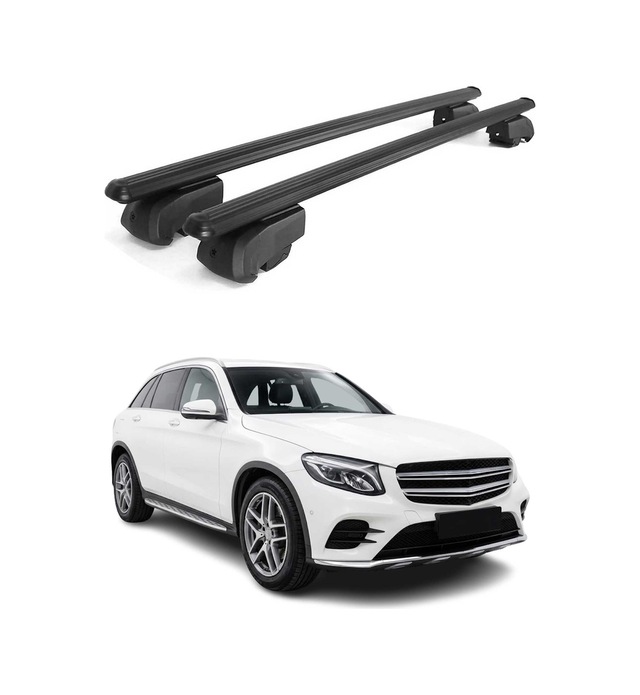 Mercedes Glc X253 2015-2022 Arası Uyumlu Port Bagaj Taşıyıcı Ara Atkı Alüminyum Siyah 2 Parça