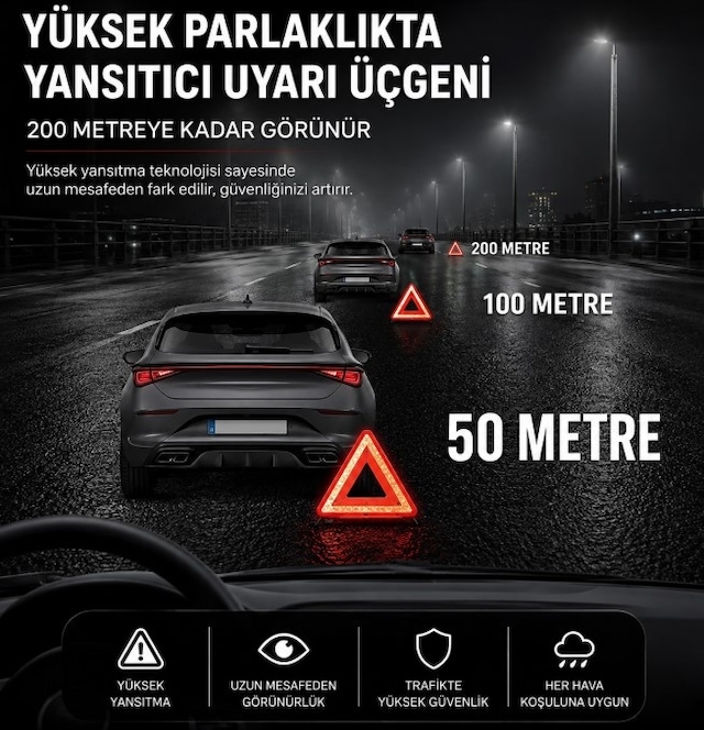 Bezos Katlanabilir Üçgen Acil Durum Reflektörü Dmc