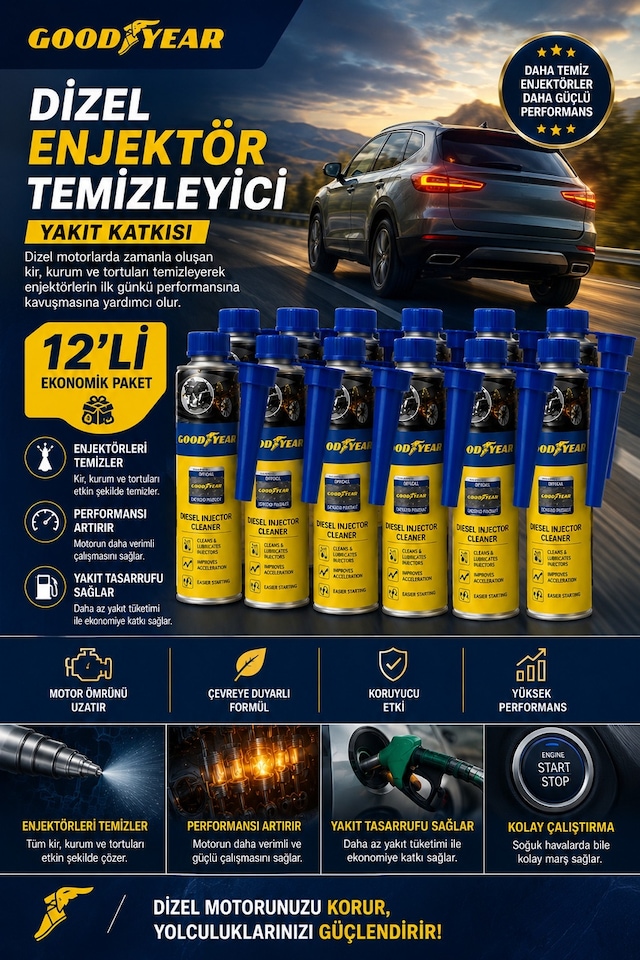Goodyear Goodyear 12'li Dizel Enjektör Temizleyici Yakıt Katkısı 300 Ml
