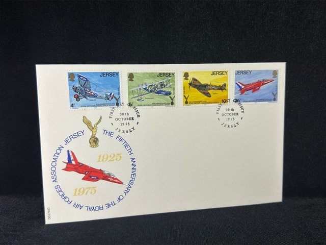 1975 İngiltere Sömürgesi Jersey Raf Kraliyet Hava Kuvvetleri Temalı İlk Gün Zarfı Royal Air Force 5 Teşhir Ürün