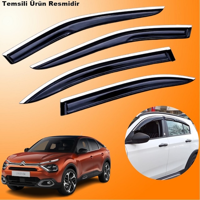 Citroen C4 Mügen Cam Rüzgarlığı Abs Krom Nikelajlı Cam Rüzgarlığı 2020 Sonrası 4 Lü Set