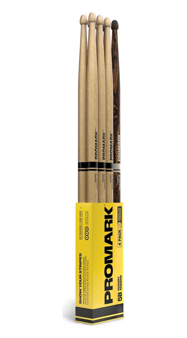 Promark Rebound 5b Hickory Drumstick, Eichelholzspitze, Firegrain 4er-pack