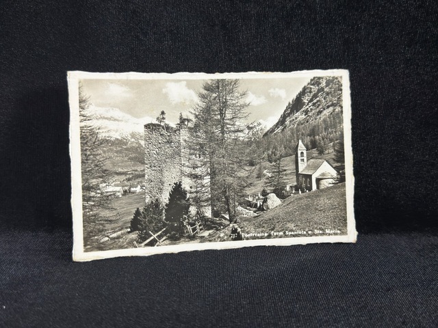 1938 Yılında Postadan Geçmiş İsviçre Kartpostal Turm Spaniola Sta. Maria B. Pontresina Teşhir Ürün