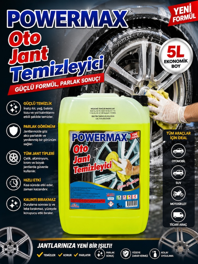 Powermax Jant Temizleyici 5 L Araç Jant Bakım Ve Temizlik Ürünü 1