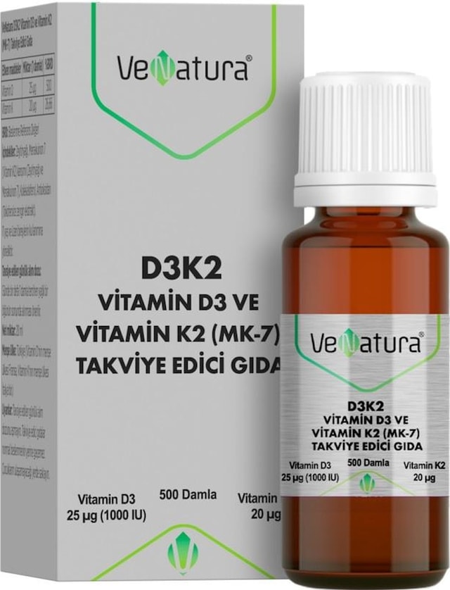 Venatura Vitamin D3 K2 Menakuinon 7 Takviye Edici Gıda 20 ML