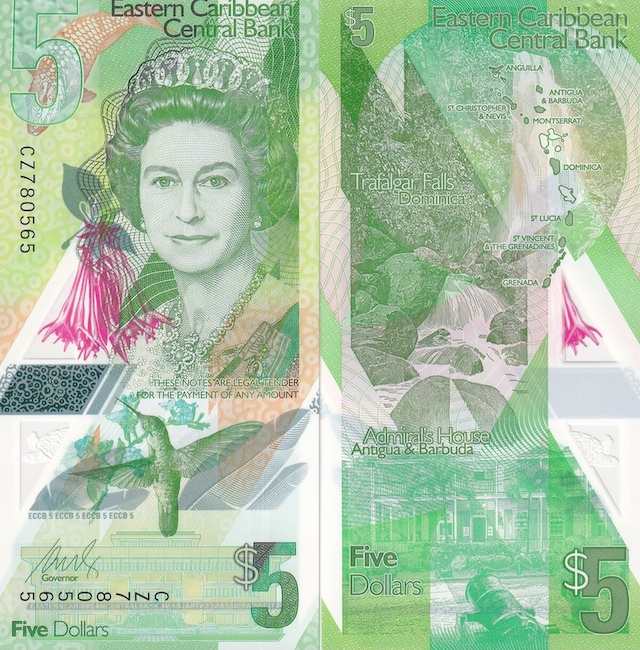 Doğu Karayipler 5 Dolar Kraliçe Elizabeth Polimer Yabancı Kağıt Para Çil Unc Koleksiyon Para