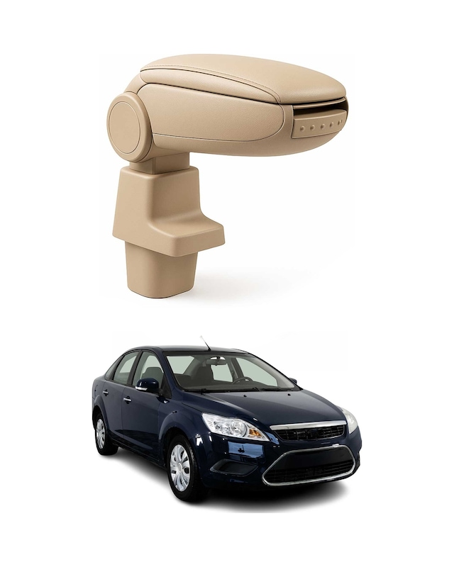 Ford Focus 2004-2010 Uyumlu Kolçak Kol Dayama Bej Suni Deri Araca Özel