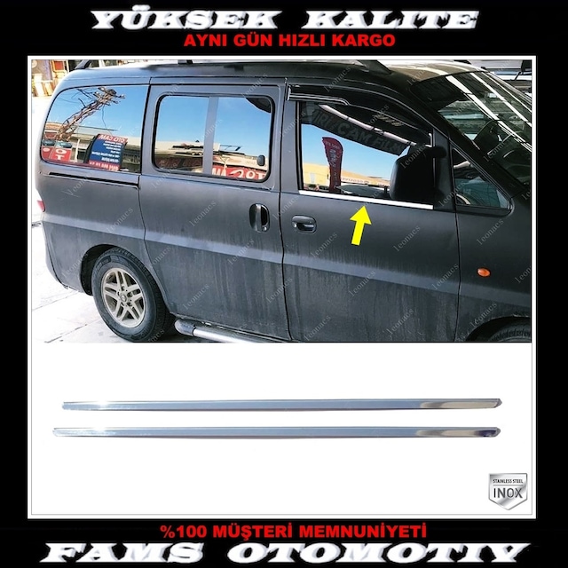 Hyundai Starex Krom Cam Çıtası 2 Parça 2004 ve Üzeri P.Çelik