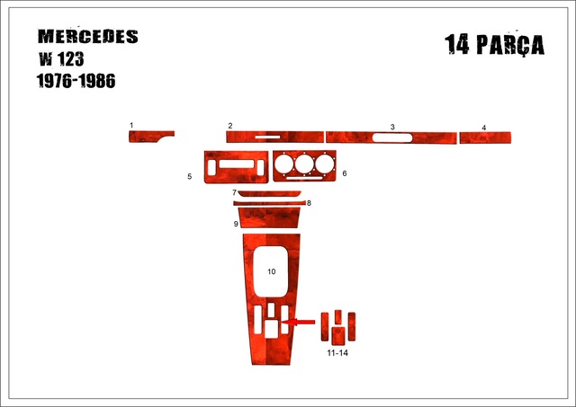 Mercedes 123 Torpido Kaplama 1976-1986 10 Parça Maun