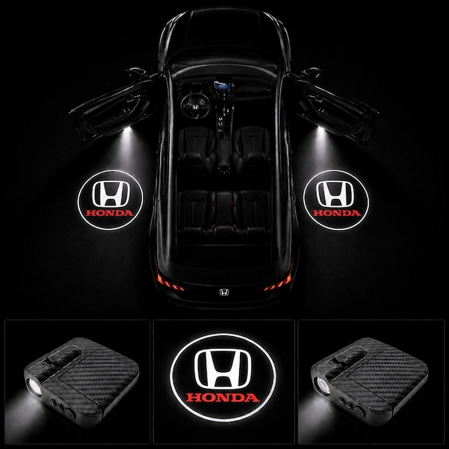 Honda Kapı Altı Logo Projektör Led Işığı 2'li Set Pilli Kablosuz Kapı Karşılama Lambası