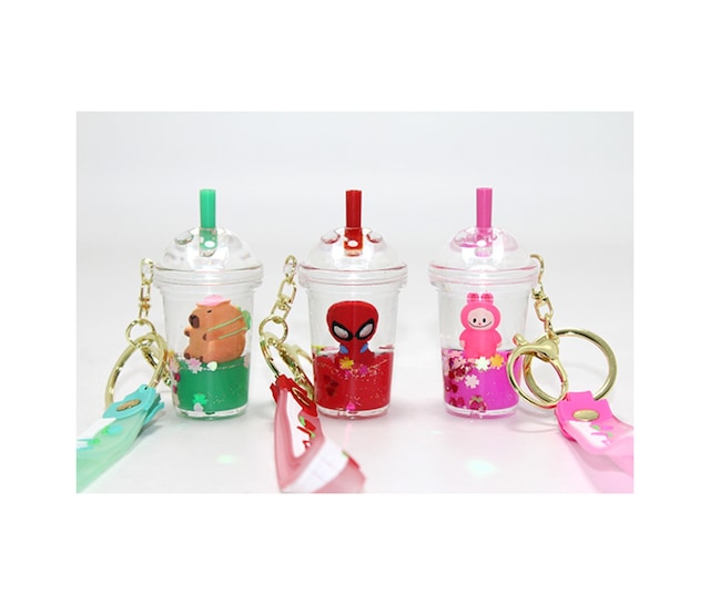 2 Adet Sulu Silikon Anahtarlık Su Dolgulu Tasarımlı Keychain, 20 Cm, Spiderman Labubu Kapibara