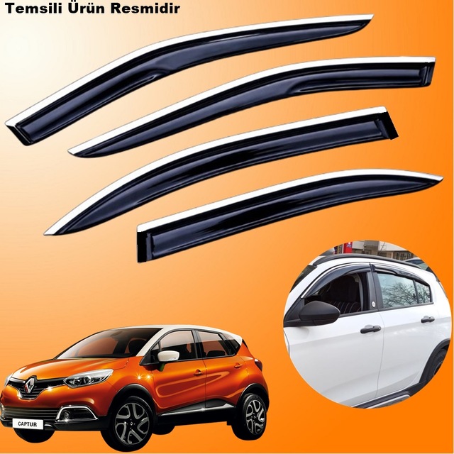 Renault Captur Krom Cam Rüzgarlığı Abs Nikelajlı Krom Mügen Cam Rüzgarlığı 2013-2019 Arası 4 Parça
