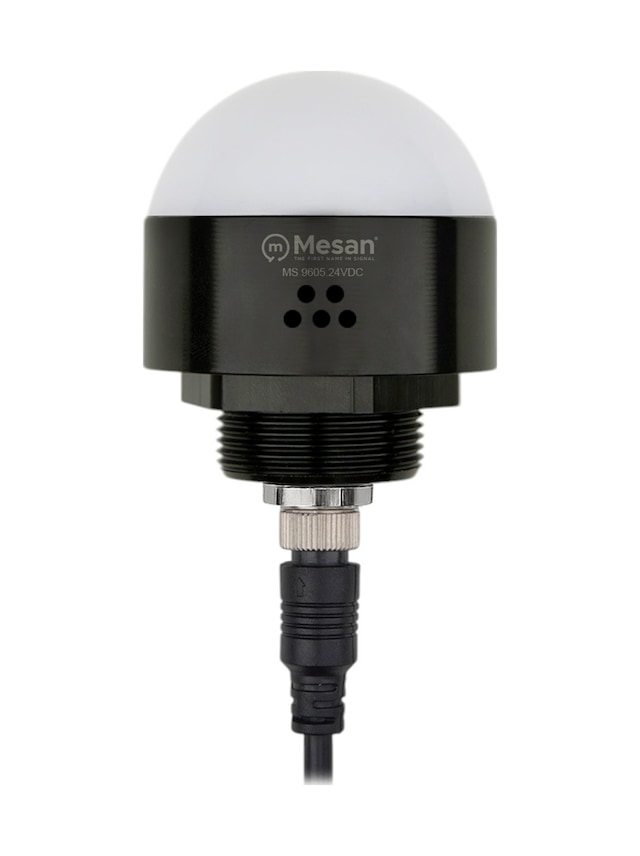 Mesan Ø50 M30 Somun Bağlantılı Led İndikatör M12 Konnektör Rgy Buzzer Siyah Gövde 24vdc Ms 9605.24vdc