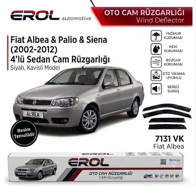 Fiat Albea&palio&siena 4'lü Mugen Cam Rüzgarlığı Siyah
