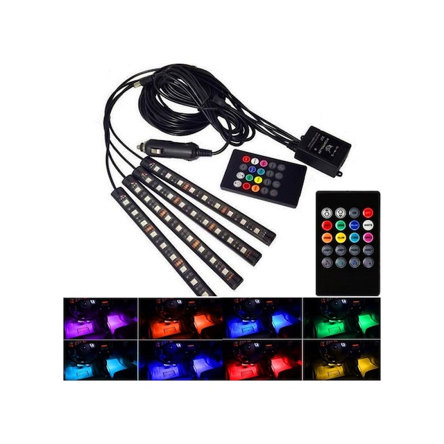 Araç İçi Ayak Altı Rgb 9 Led Kumandalı Oto Şerit Aydınlatma - 418154473