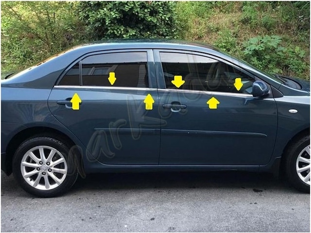 Toyota Corolla Uyumlu Krom Cam Çıtası 2007-2012 4 Parça Paslanmaz Çelik