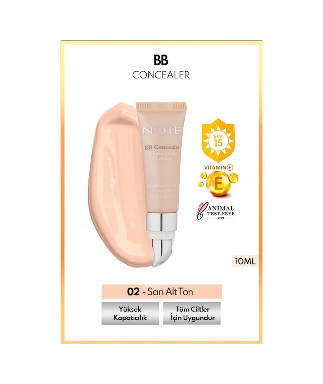 Bb Concealer Spf 15 Yoğun Kapatıcı Metal Başlıklı Göz Altı Kapatıcısı - 02 Orta Açık