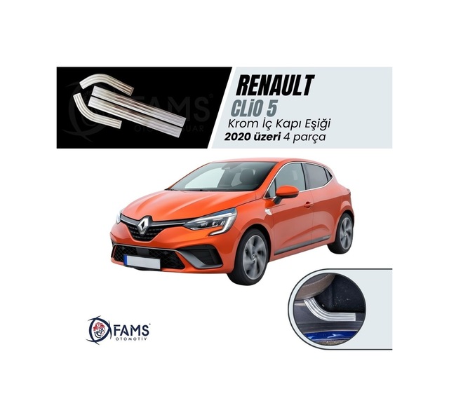 Renault Clio 5 Hb Krom İç Kapı Eşiği 4 Prç. 2020 ve Üzeri P.Çelik