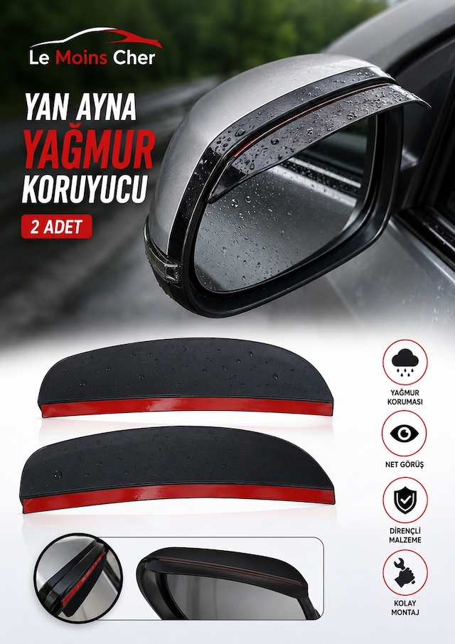 Volvo Xc40 Core Oto Araç Dış Yan Ayna Yağmur Koruyucu 2 Adet Yapışkanlı