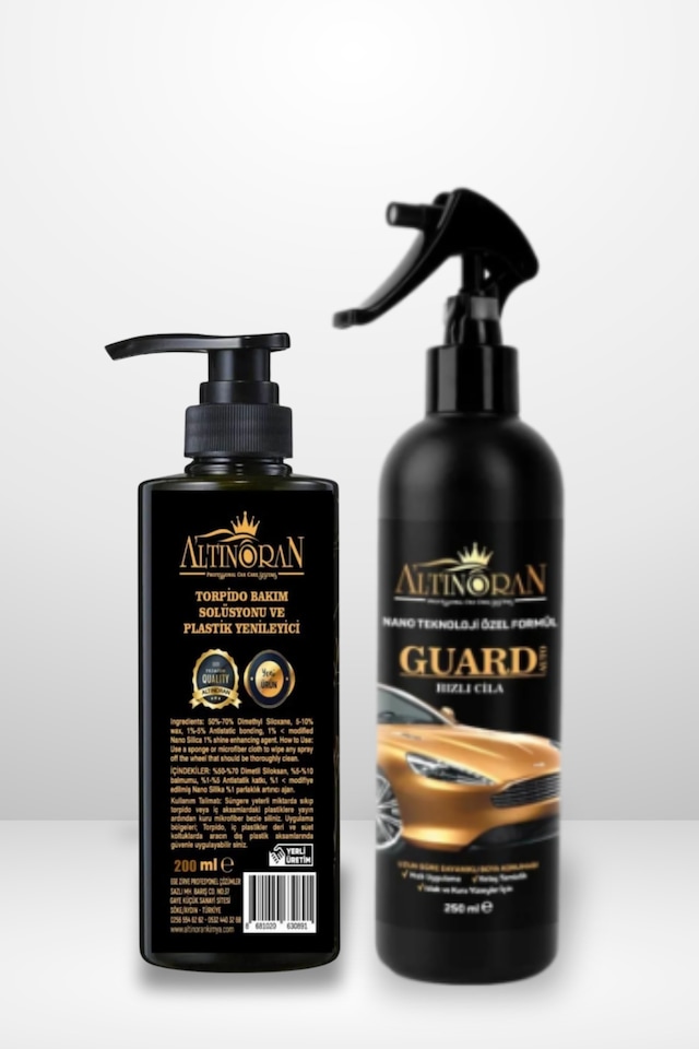 Altınoran İç Ve Dış Komple Bakım Seti Torpido Parlatıcı 200ml + Guard Auto Hızlı Cila 250ml