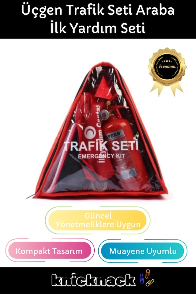 Tse Belgeli Tüvtürk Uyumlu Üçgen Trafik Seti Bez Çantalı Karayollarına Uygun Araba İlk Yardım Üçgen - 659597569